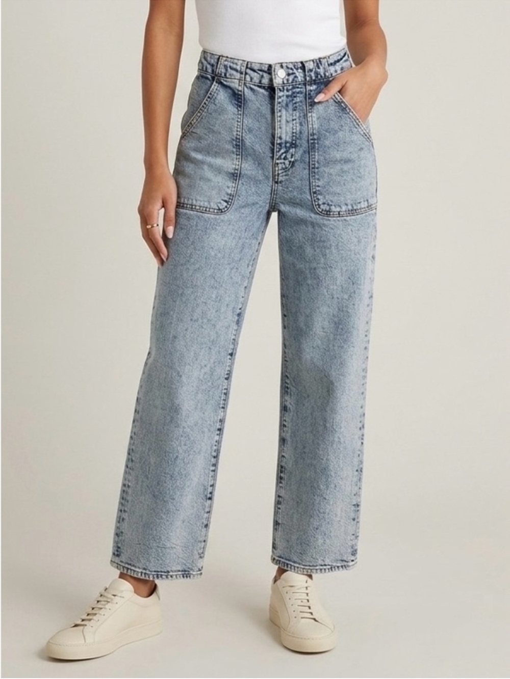 FRAME NWOT The Wide Leg Modern Pocket Jeans Acid Wash Blue Utility - Size 30
